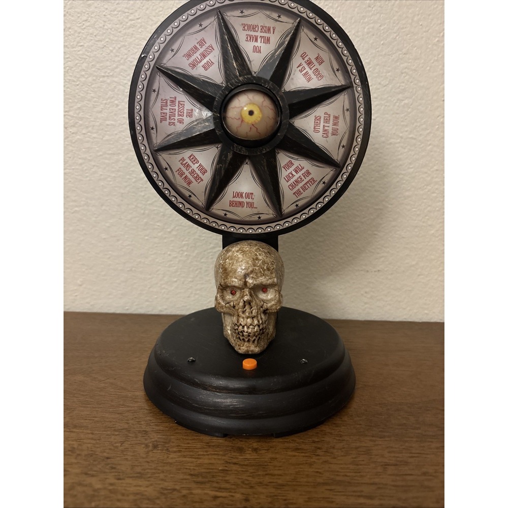 Gemmy Halloween Animated Mystic Fortune Teller Wheel Of Misfortune Skull